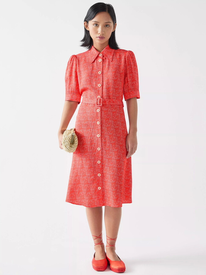 LK Bennett Maud Organic Cotton Floral Midi Dress ShopStyle