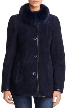 Maximilian Furs Fox Fur Collar Shearling Jacket