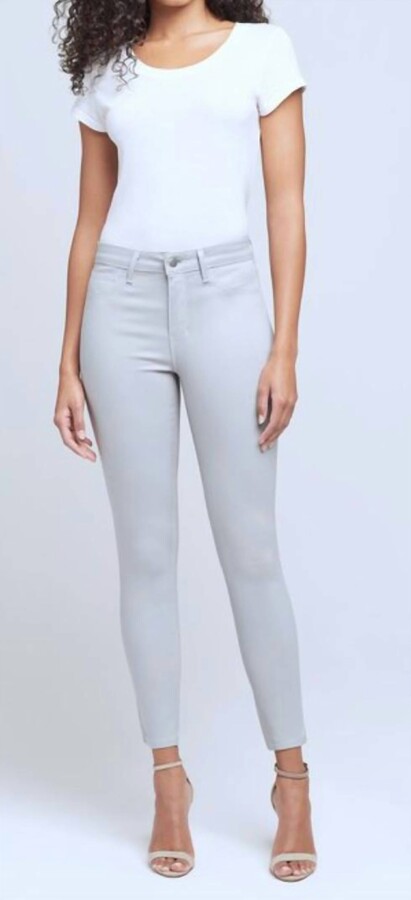 L'Agence Margot High Rise Coated Skinny Denim Jean In Gris