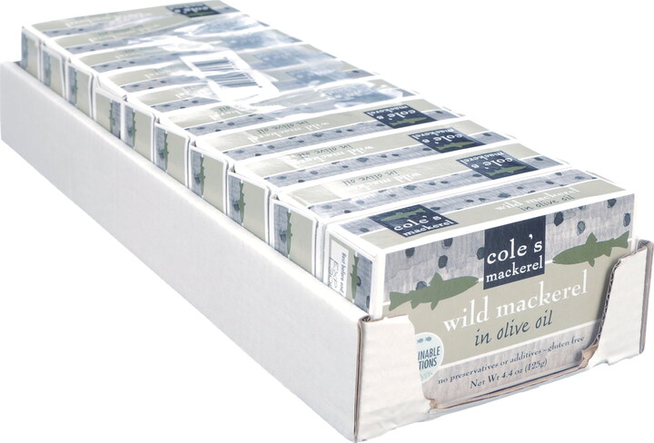 Cole's Coles Wild Mackerel in Olive Oil 10 Pack - High in Omega 3, Canned, Skinless, Boneless, 4.4 oz per Can