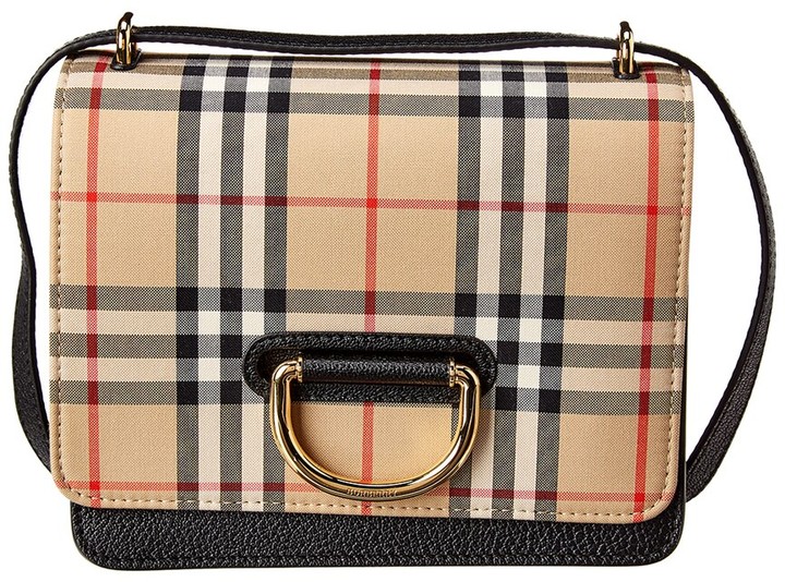 Burberry Small DRing Vintage Check & Leather Shoulder Bag ShopStyle