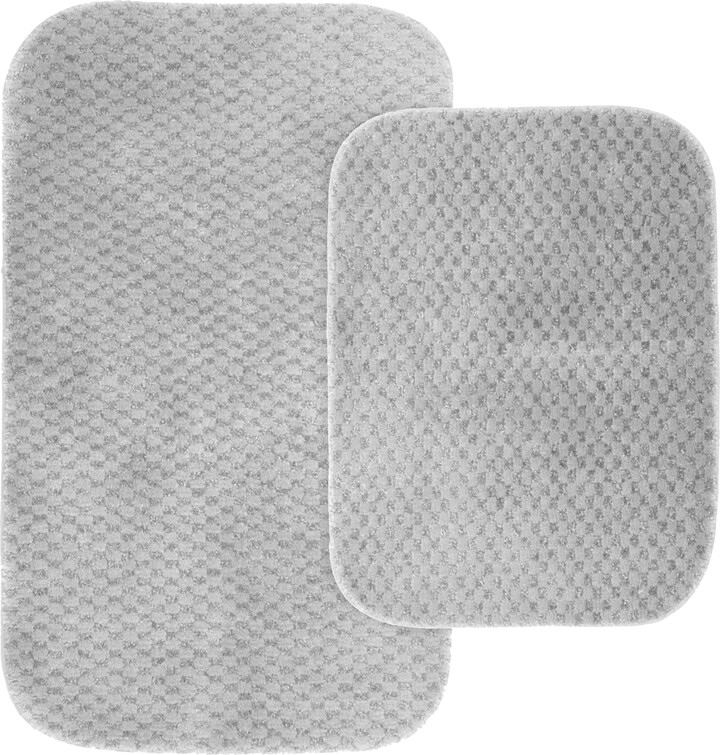 Garland Rugs Garland Rug Cabernet Washable Nylon Bath Rug Set, 2 Piece Set (17"x24" Bath Rug, & 21"x34" Bath Rug) Platinum Gray