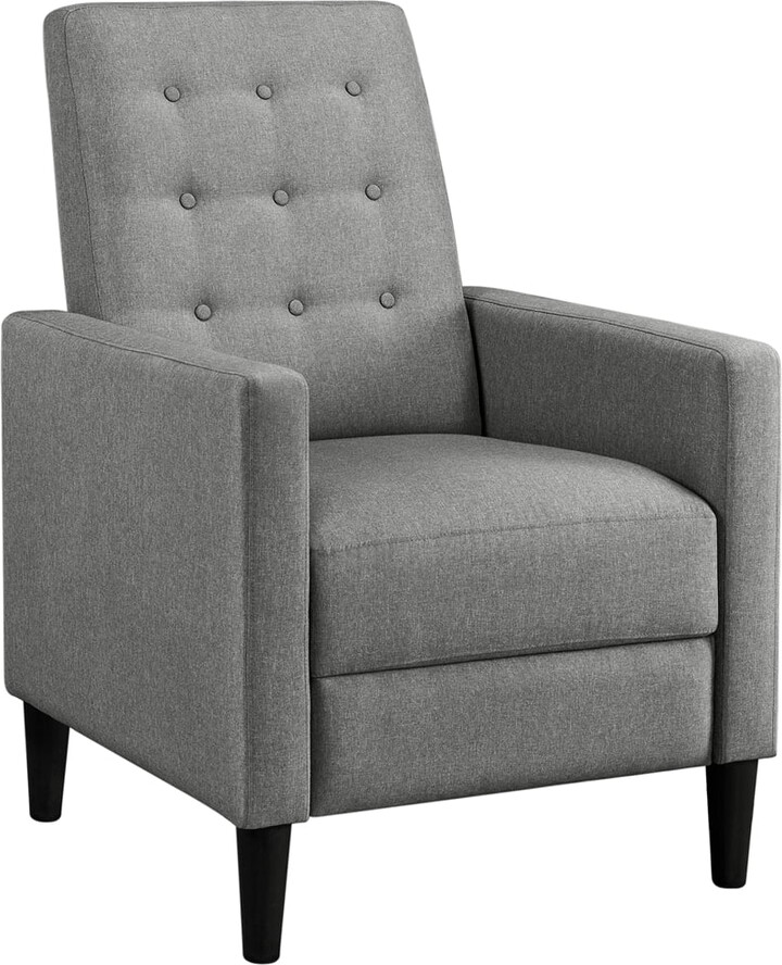 Alden Design Modern Tufted Fabric Push Back Recliner with Pocket Spring, Gray