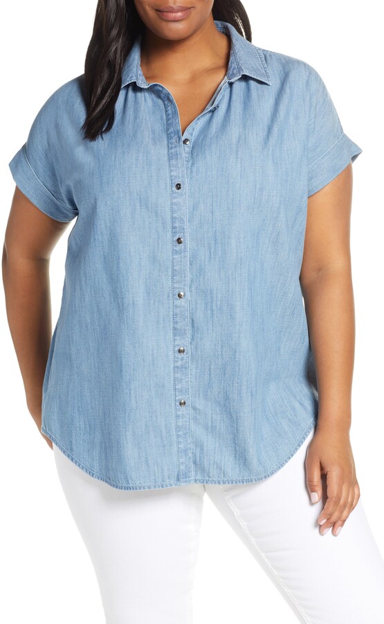 plus size denim chambray shirt