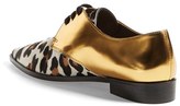 Thumbnail for your product : Marni Metallic Leather & Genuine Calf Hair Lace-Up Flat