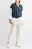 Thumbnail for your product : Brunello Cucinelli Cropped Striped Wool And Linen-blend Wide-leg Pants - White