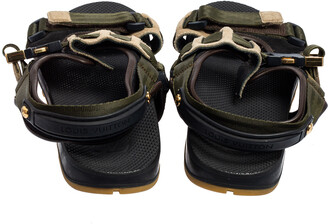 Louis Vuitton Green/Black Suede and Fabric Velcro Sandals Size 42 Louis  Vuitton