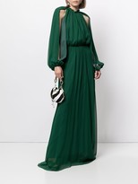Thumbnail for your product : Semsem Cut-Out Gathered Silk-Chiffon Gown