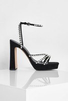 Thumbnail for your product : boohoo Embellished Strappy Platform Heels