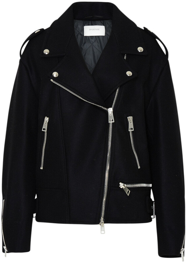 wool biker jacket womens