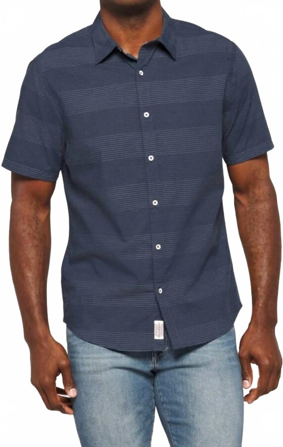 Flags & Anthem Monroe Short Sleeve Button Down Shirt In Navy