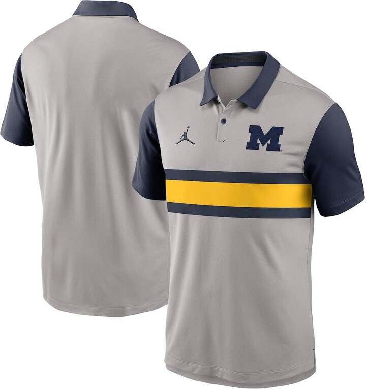 Jordan Men's Gray/Navy Michigan Wolverines Vapor Performance Polo Shirt - Gray, Navy