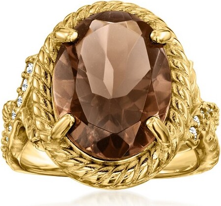 Ross-Simons Ross-Simons9.00CaratSmokyQuartzRingWith.30ct.t.w.WhiteTopazin18ktGoldOverSterlingSize8