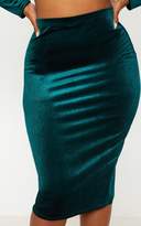 Thumbnail for your product : PrettyLittleThing Shape Emerald Green Velvet Midi Skirt