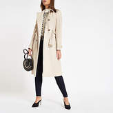 Thumbnail for your product : River Island Beige double breasted belted trench coat
