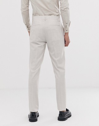 ASOS DESIGN Tall wedding skinny suit pants in taupe cross hatch