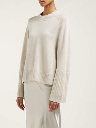 Allude Ribbed-cuff Round-neck Cashmere Sweater - Womens - Beige