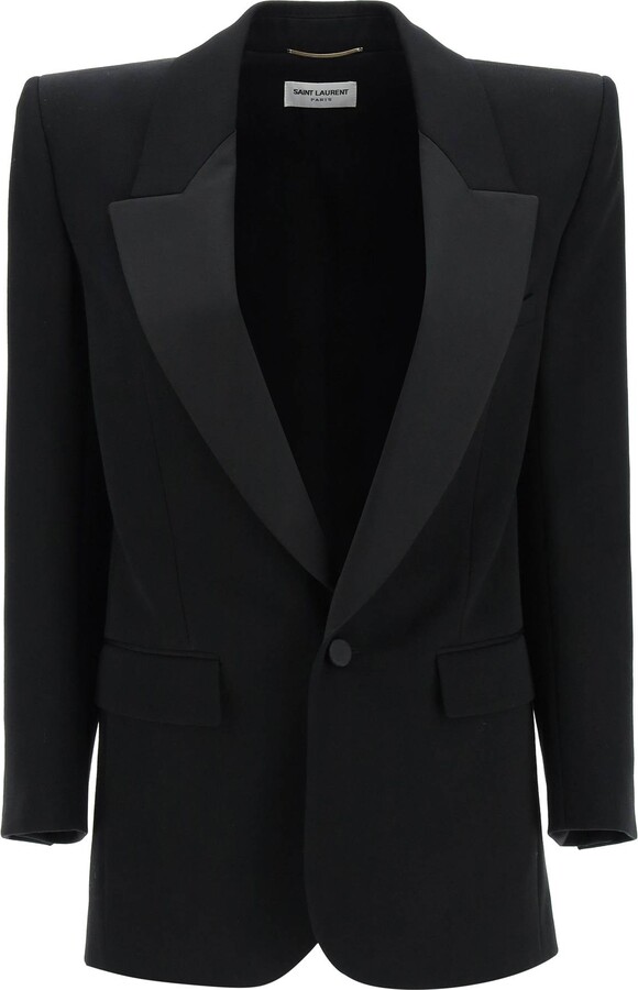 Saint Laurent Tuxedo Jacket With Satin Lapels ShopStyle Blazers