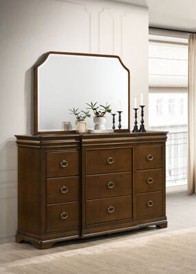 Coaster Garland 11-Drawer Bedroom Dresser With Mirror Brown Cherry