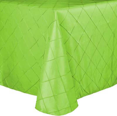 Ultimate Textile -10 Pack- Embroidered Pintuck Taffeta 120 X 120-Inch Square Tablecloth With Rounded Corners Apple Lime Green