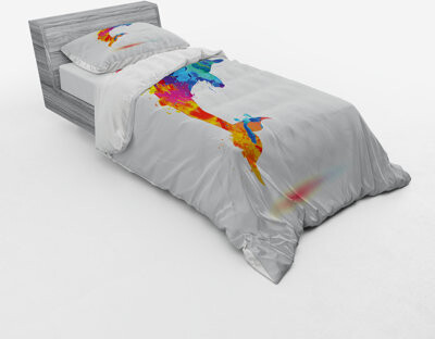 Ambesonne Burnt Sienna/Blue/Green Microfiber Coastal Duvet Cover Set