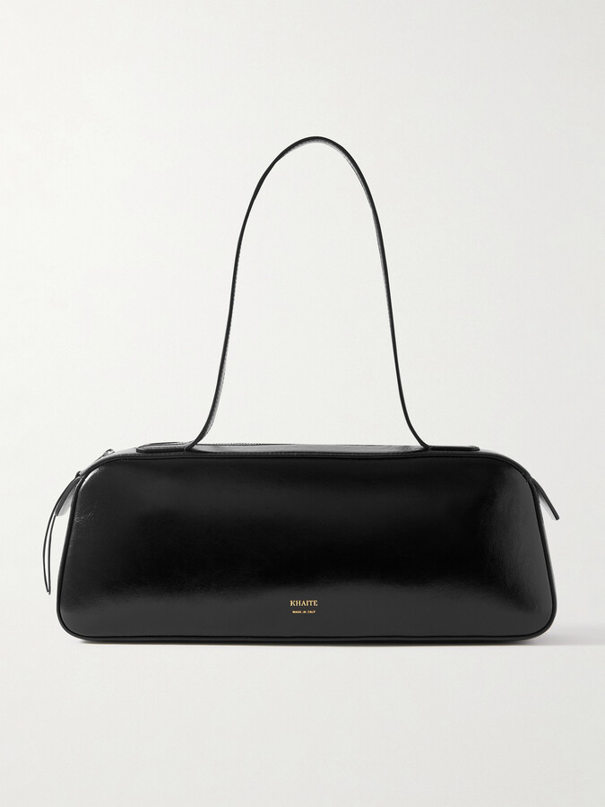 KHAITE Simona Glossed-leather Shoulder Bag - Black