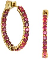 Thumbnail for your product : Savvy Cie 18K Gold Vermeil Sterling Silver Ruby 30mm Hoop Earrings