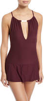 Thumbnail for your product : Kate Spade crescent bay high-neck plunge keyhole swimdress
