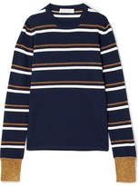 Cédric Charlier - Striped Metallic Knitted Sweater - Navy