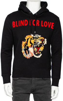 Gucci Black Cotton Blind for Love Tiger Patch Hoodie XS - ShopStyle