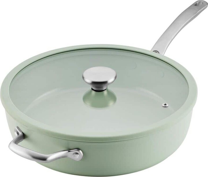 Circulon 5-qt. Halo with LaserDefense Ceramic Nonstick Saute Pan with Lid and Helper Handle in Sage
