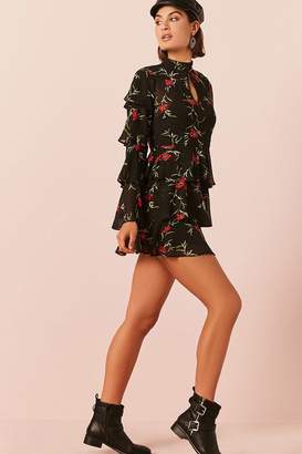 Forever 21 Semi-Sheer Floral Tiered Flounce Dress