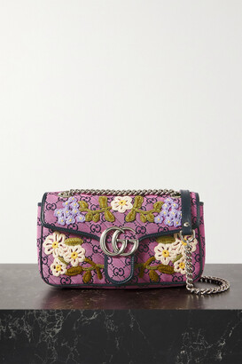 Gucci Gg Marmont Small Appliquéd Quilted Jacquard Shoulder Bag