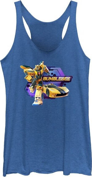 Transformers Women'sTransformers:EarthSparkBumblebeeBadgeRacerbackTankTop-RoyalBlueHeather-XSmall