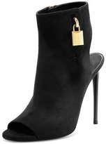 Thumbnail for your product : Tom Ford Open-Toe Suede Ankle-Lock Bootie, Black