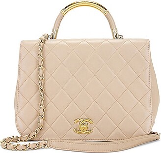 Chanel White Lambskin Quilted and Natural Crochet Mini Vanity Bag