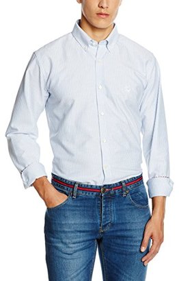El ganso Men's Camisa Cuello Botón Oxford Rayas Yale Marino Shirt