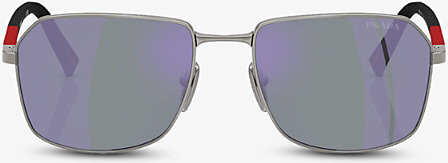 Prada Linea Rossa Womens Silver Pr A51S Square-Frame Metal Sunglasses