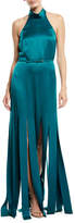 Thumbnail for your product : Escada Halter-Neck Sleeveless Silk Satin Evening Gown w/ Car Wash Hem