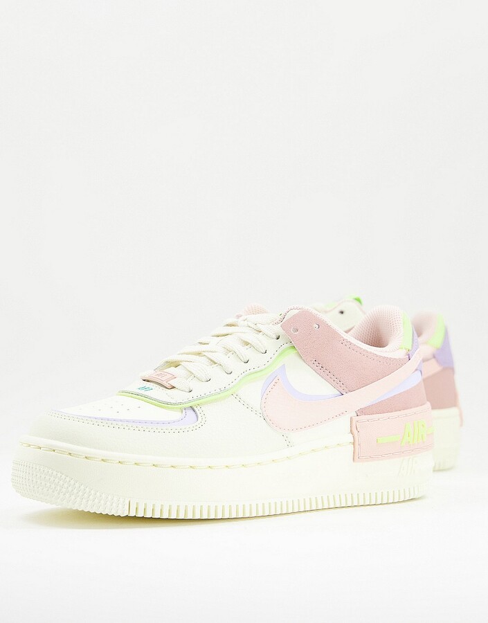Nike Air Force 1 Shadow trainers off white and pastels - ShopStyle