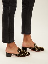 Thumbnail for your product : Christian Louboutin Mulaconka 35 Gold-spike Suede Mules - Black Gold