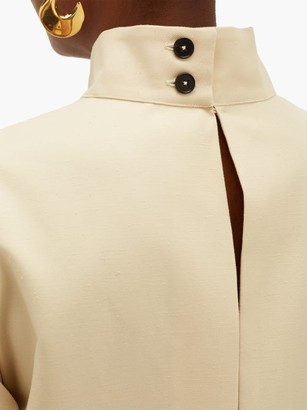 Jil Sander Pleated-skirt Cotton-blend Dress - Ivory