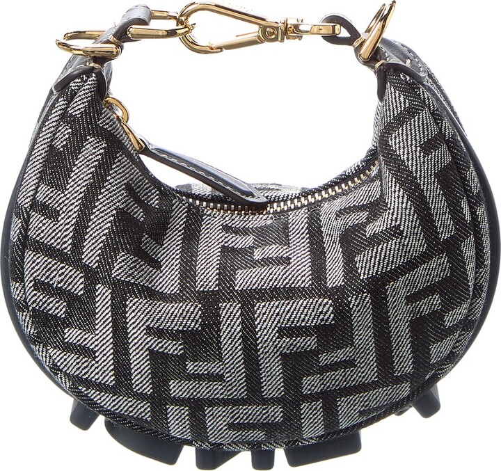 Fendi Fendigraphy Nano Ff Denim & Leather Bag Charm