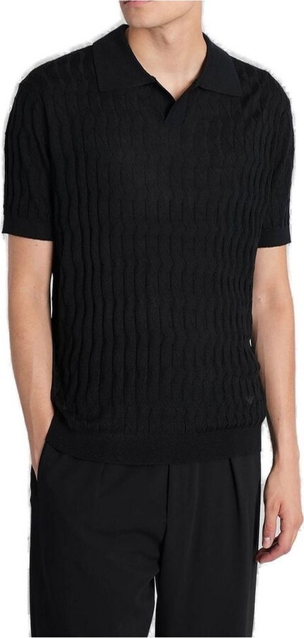 Emporio Armani Textured Knitted Polo Shirt