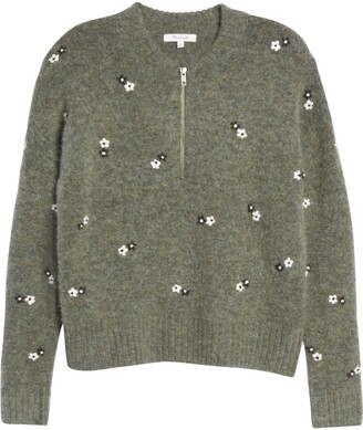 Madewell Embroidered Enfield Half-Zip Sweater