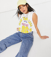 Thumbnail for your product : Noisy May exclusive cropped tank top with collegiate motif in white