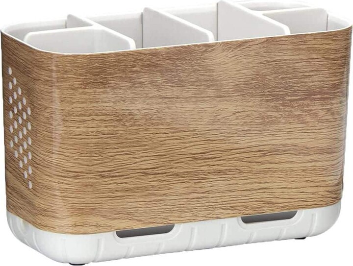 Anqtovp Natural Series 6 Piece ABS PP PTR Wood Grain Sink Accessory Set