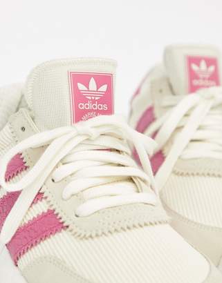 adidas I-5923 Trainers In White And Pink