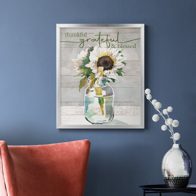 Trinx Thankful Grateful Blessed Premium Framed Canvas - Ready to Hang