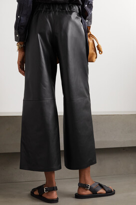 Loewe Leather Wide-leg Pants - Black - ShopStyle